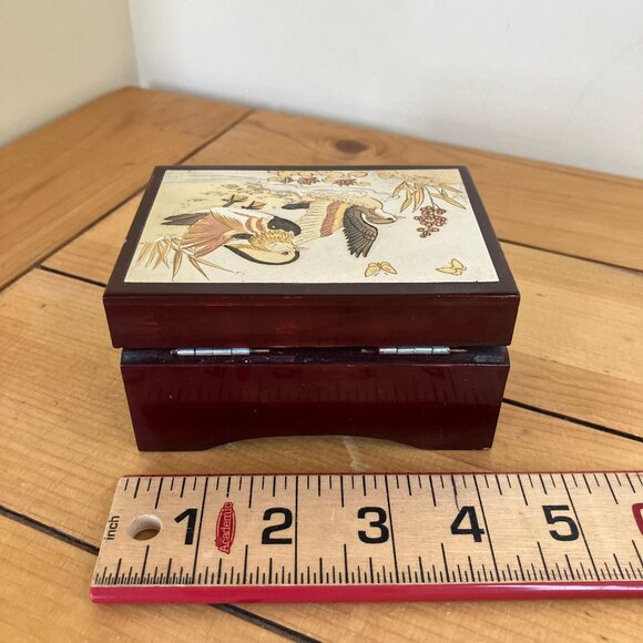 Art of Chokin Small Jewelry Trinket Box Vintage Metallic Wood Duck Design - Picture 8 of 9